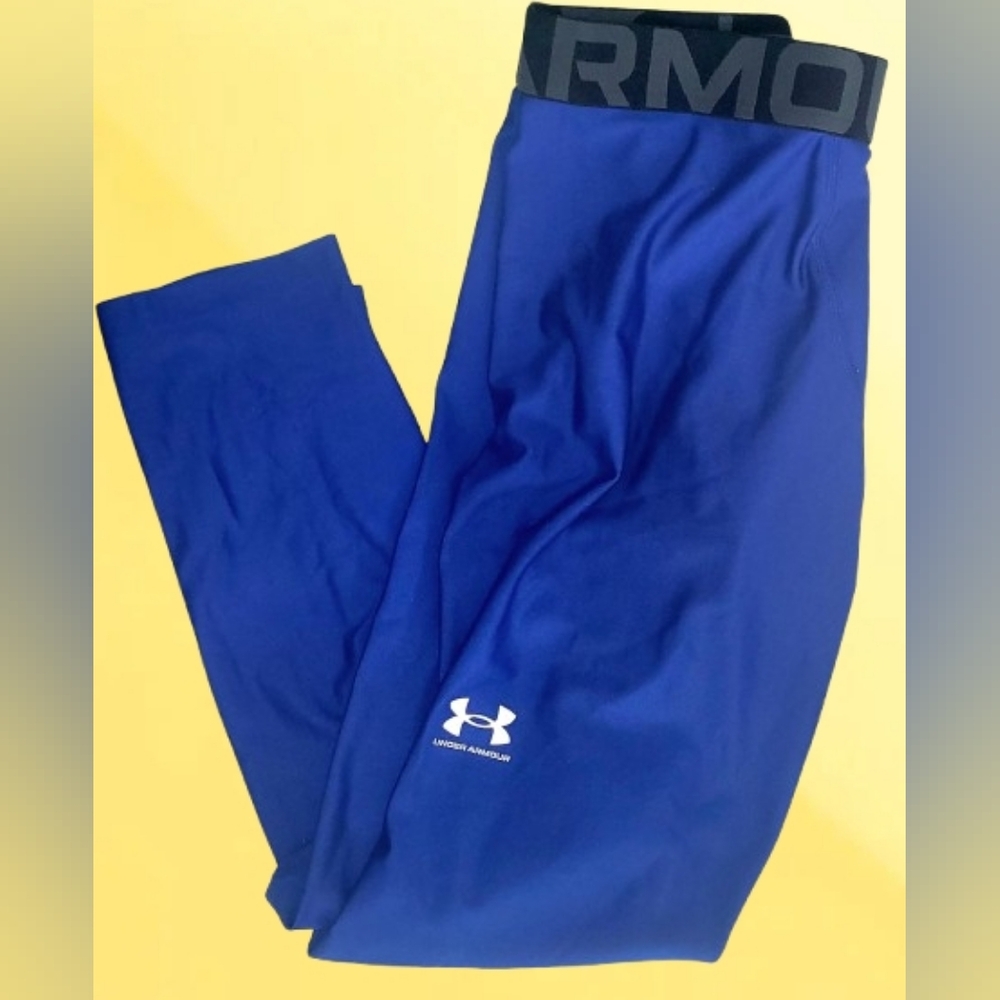 UA HEATGEAR Under Armour Leggings Size YXL, Blue, Football Layer